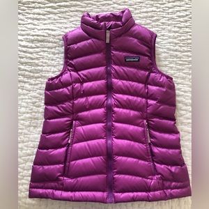 PATAGONIA Girls Down Filled puffer Vest-Purple-Size S 7-8
